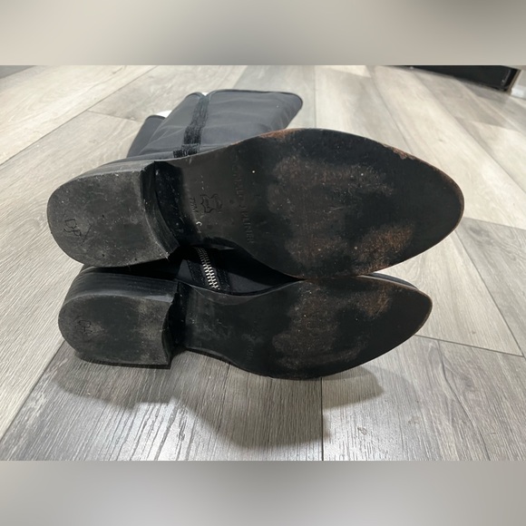 Donald J Pliner 7.5 Tall Textile Zipper OverTheKnee BLK Boots w leather soles - Picture 12 of 16